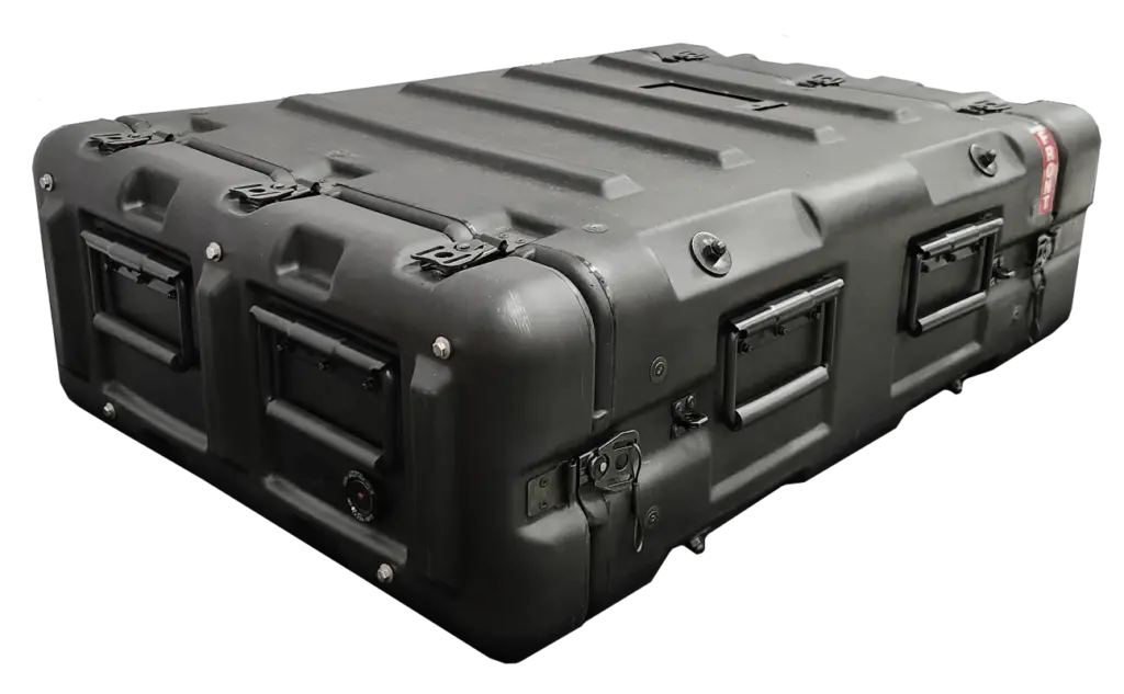 Home 12 Pelican 3U MAC Rack case with 20 inch rack depth.