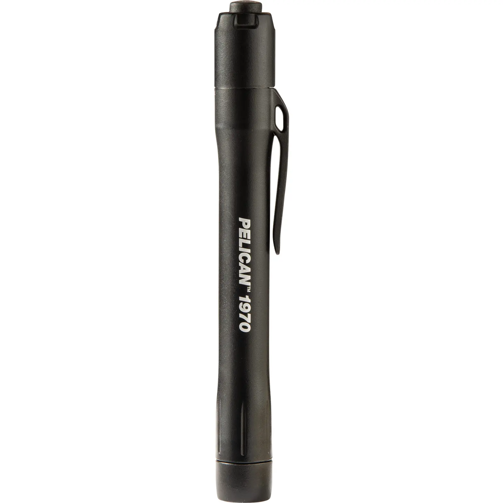 Pelican 1970 penlight side view featuring integrated clip and switch